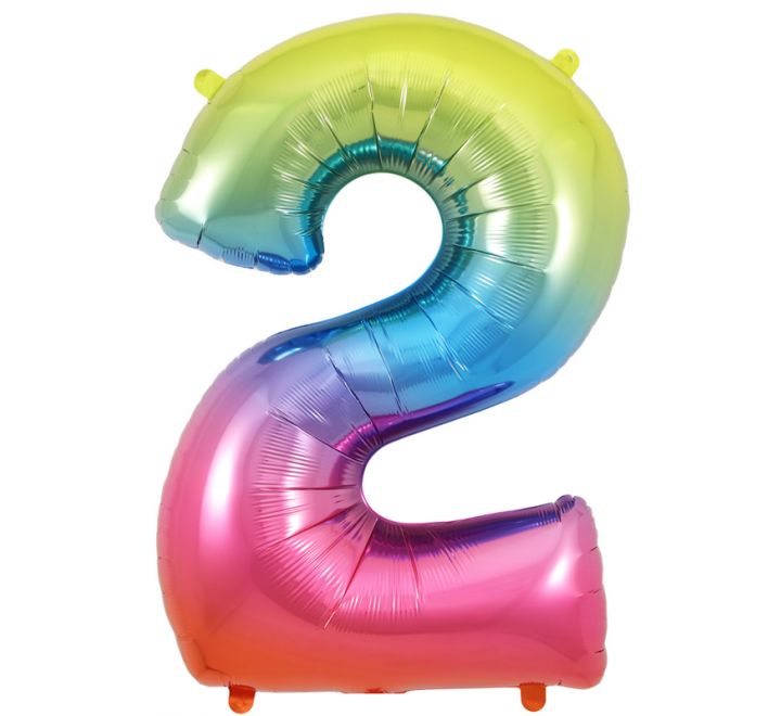 Rainbow Giant Number Helium Balloons 0-9 - Inflated 34in