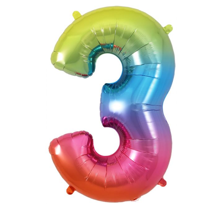 Rainbow Giant Number Helium Balloons 0-9 - Inflated 34in