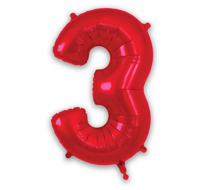 Red Giant Number Helium Balloons 0-9 - Inflated 34in