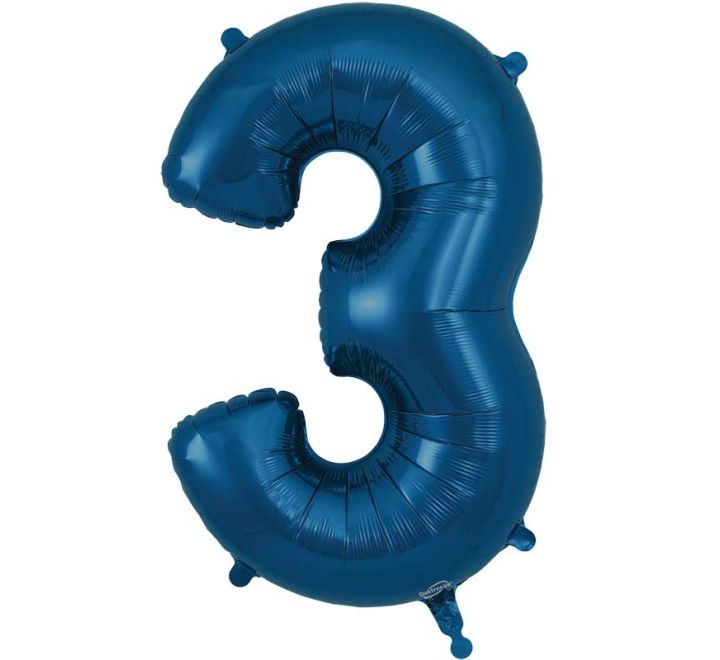Navy Blue Giant Number Helium Balloons 0-9 - Inflated 34in