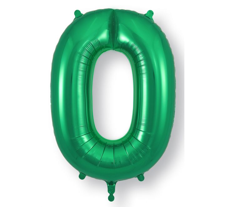 34in Green Number Helium Balloons 0-9 - Inflated