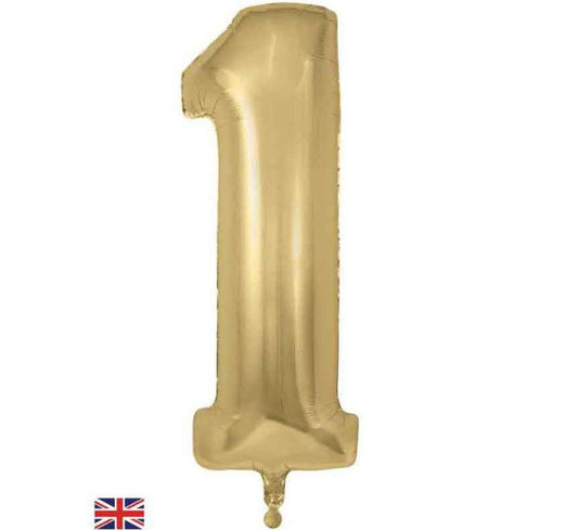 34in Gold Silk Number Helium Balloons 0-9 - Inflated