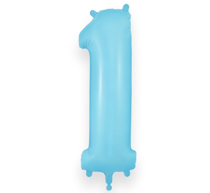 Matte Blue Giant Number Helium Balloons 0-9 - Inflated 34in
