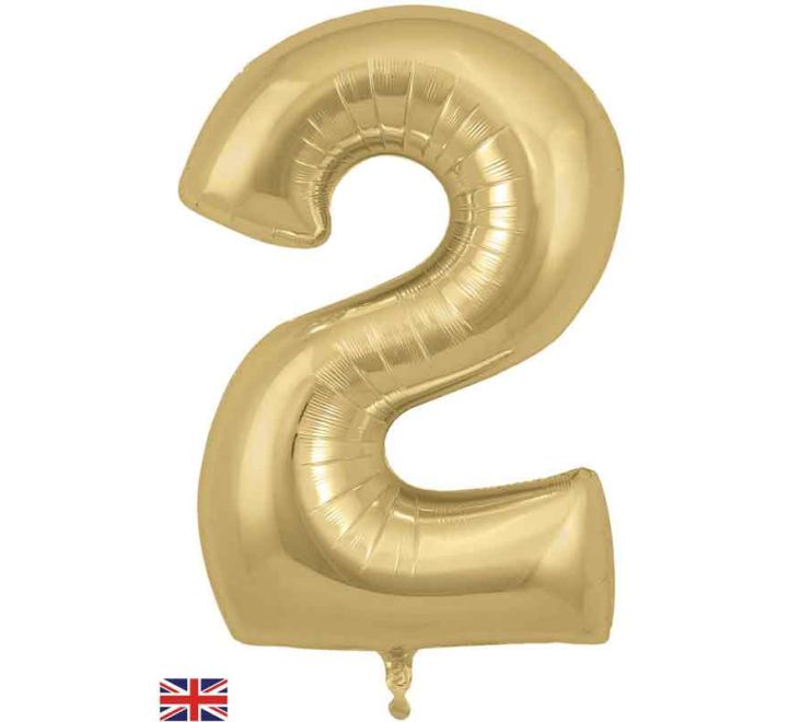 34in Gold Silk Number Helium Balloons 0-9 - Inflated