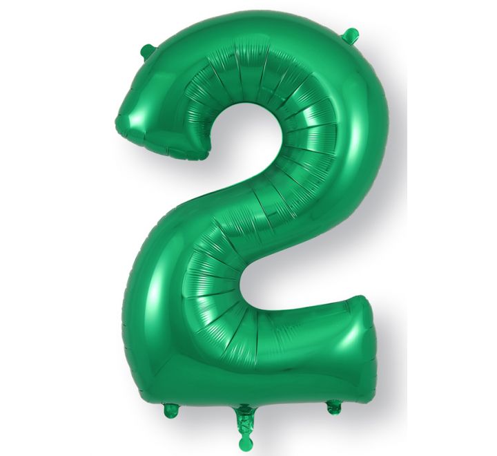 34in Green Number Helium Balloons 0-9 - Inflated