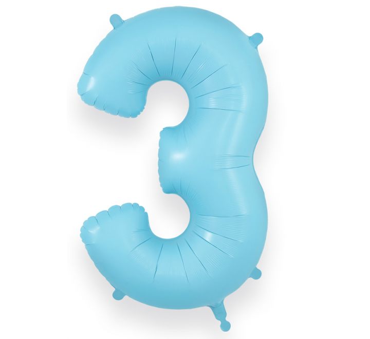 Matte Blue Giant Number Helium Balloons 0-9 - Inflated 34in