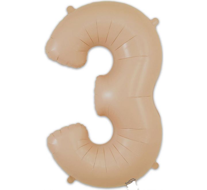34in Matte Nude Number Helium Balloons 0-9 - Inflated