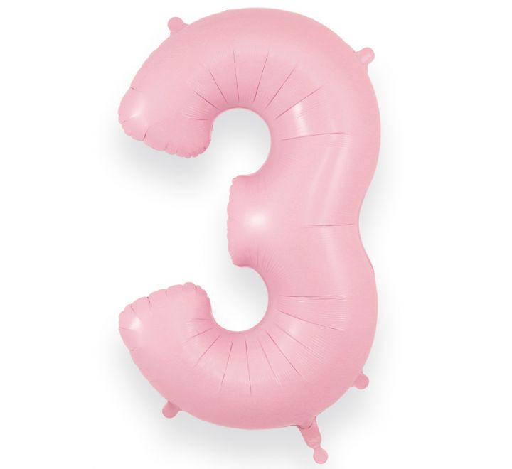 34in Matte Pink Number Helium Balloons 0-9 - Inflated