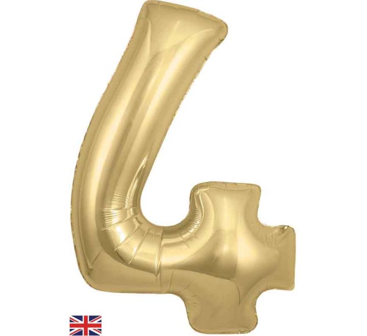 34in Gold Silk Number Helium Balloons 0-9 - Inflated