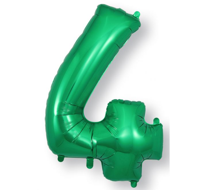 34in Green Number Helium Balloons 0-9 - Inflated