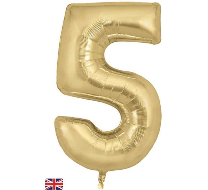 34in Gold Silk Number Helium Balloons 0-9 - Inflated
