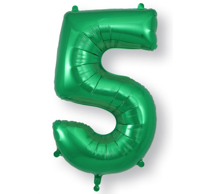 34in Green Number Helium Balloons 0-9 - Inflated