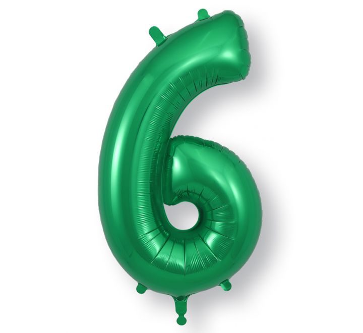 34in Green Number Helium Balloons 0-9 - Inflated