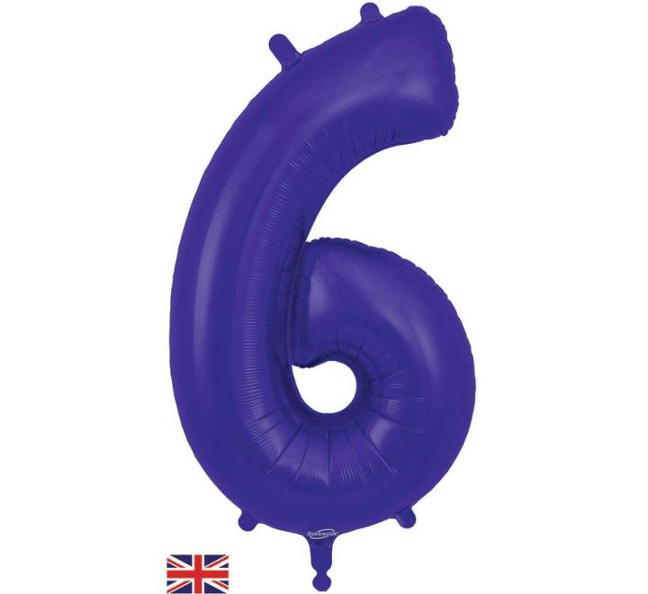 34in Number 0-9 Purple Jumbo Foil Balloon - Inflated