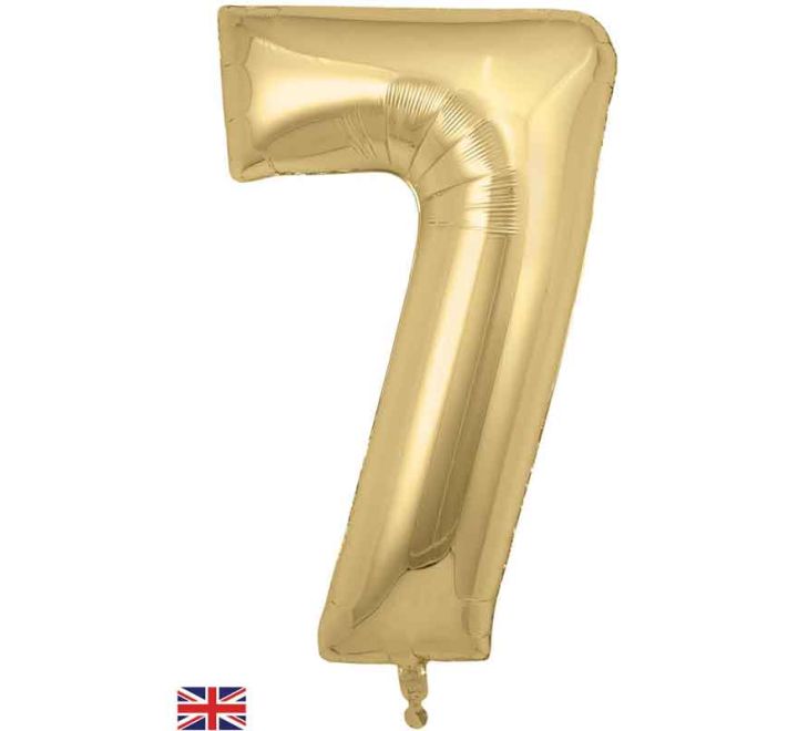34in Gold Silk Number Helium Balloons 0-9 - Inflated