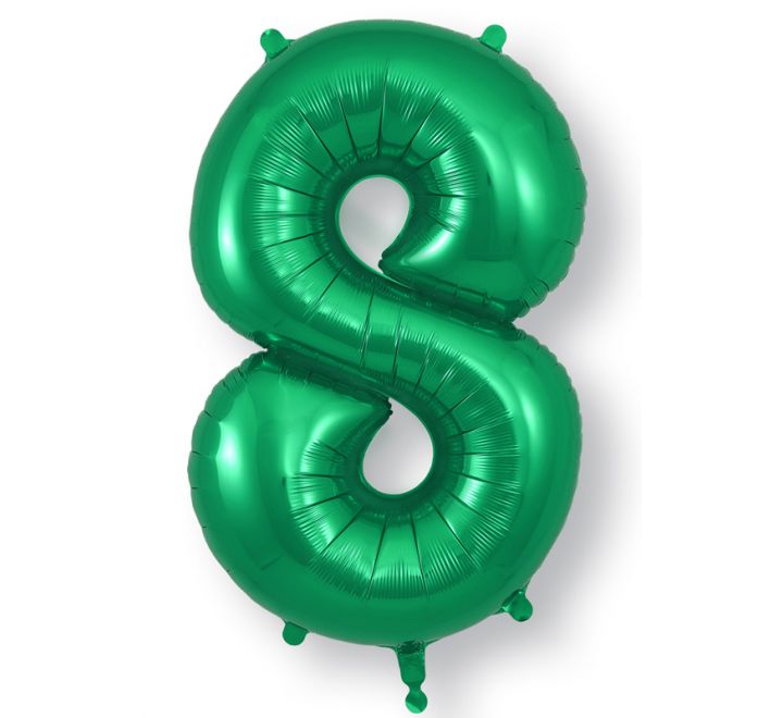 34in Green Number Helium Balloons 0-9 - Inflated