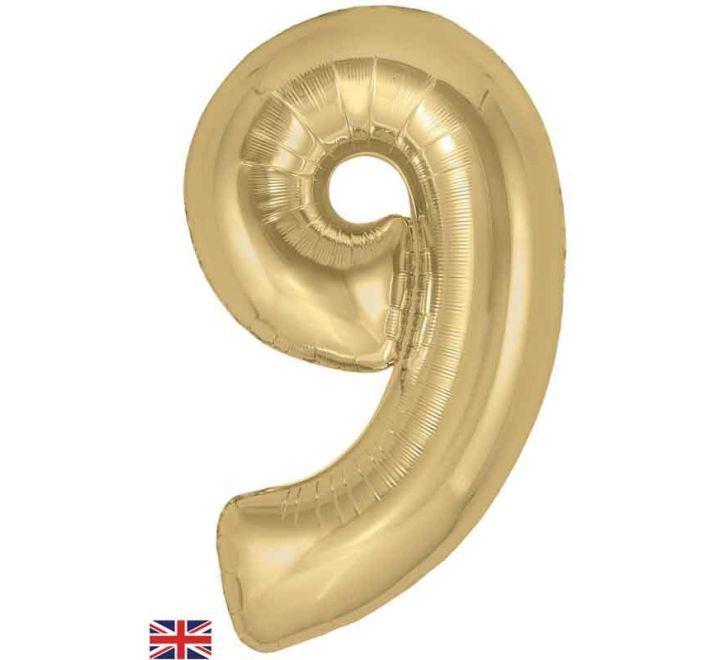 34in Gold Silk Number Helium Balloons 0-9 - Inflated