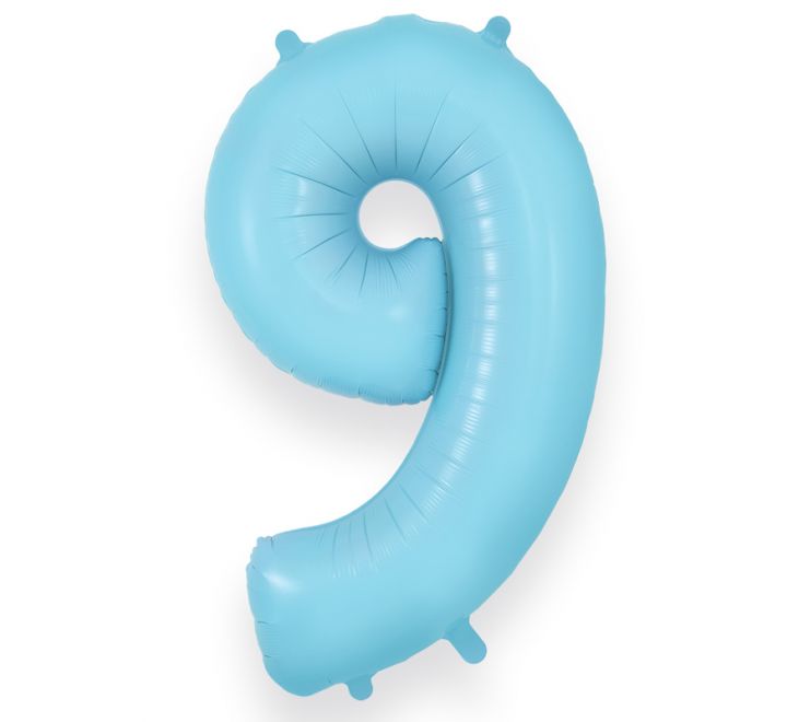Matte Blue Giant Number Helium Balloons 0-9 - Inflated 34in