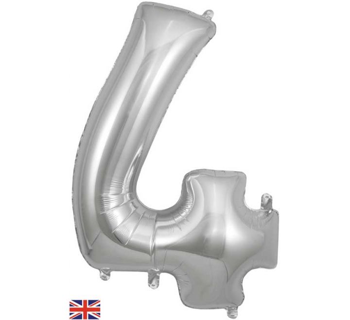 Silver Giant Number Helium Balloons 0-9 - Inflated 34in