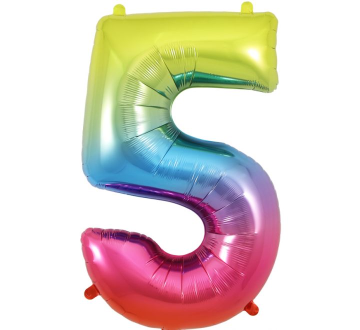 Rainbow Giant Number Helium Balloons 0-9 - Inflated 34in