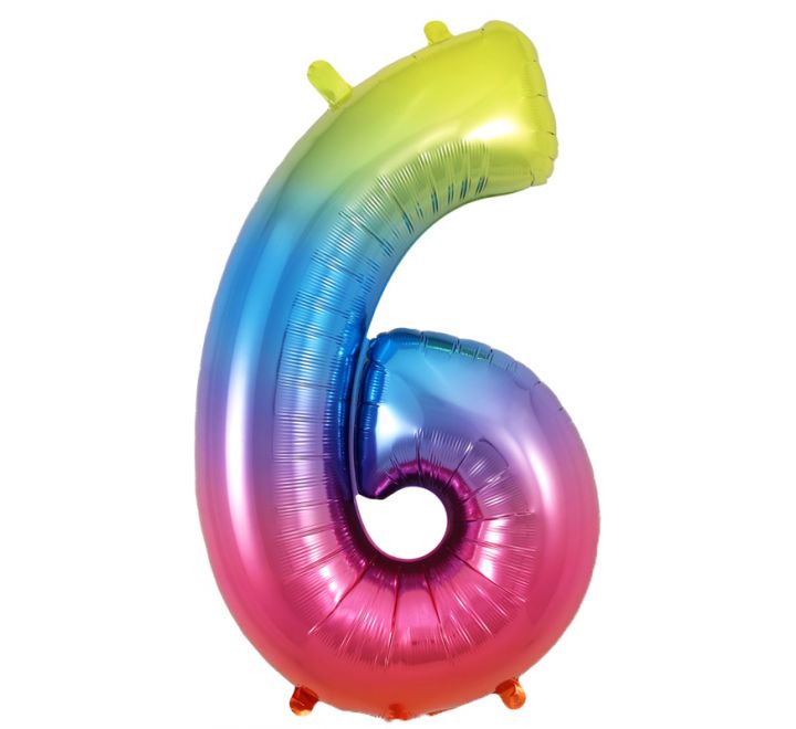 Rainbow Giant Number Helium Balloons 0-9 - Inflated 34in
