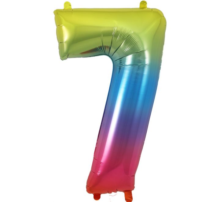 Rainbow Giant Number Helium Balloons 0-9 - Inflated 34in