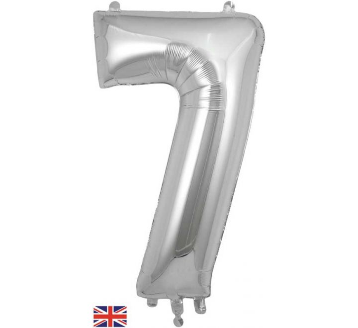 Silver Giant Number Helium Balloons 0-9 - Inflated 34in