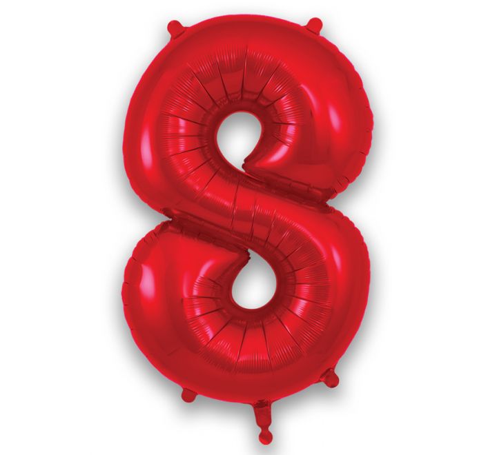 Red Giant Number Helium Balloons 0-9 - Inflated 34in