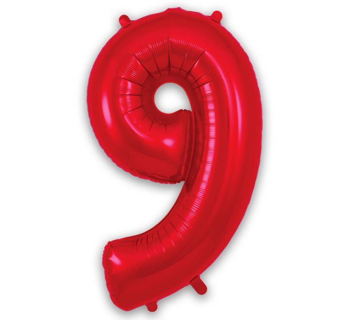 Red Giant Number Helium Balloons 0-9 - Inflated 34in