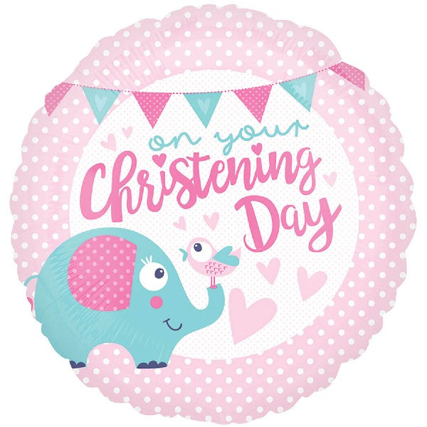 18in Christening Day Pink Balloon