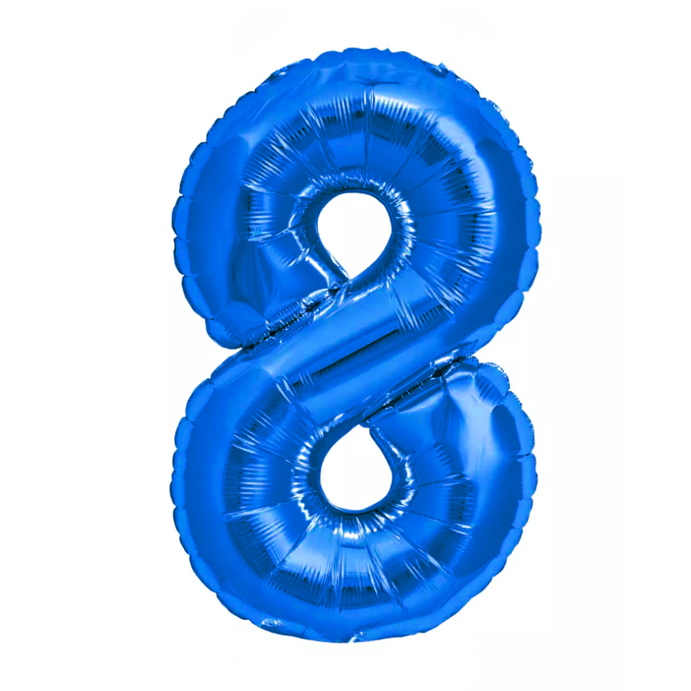 Blue Giant Number Helium Balloons 0-9 - Inflated