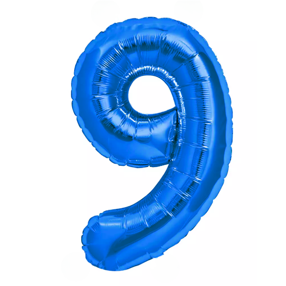 Blue Giant Number Helium Balloons 0-9 - Inflated