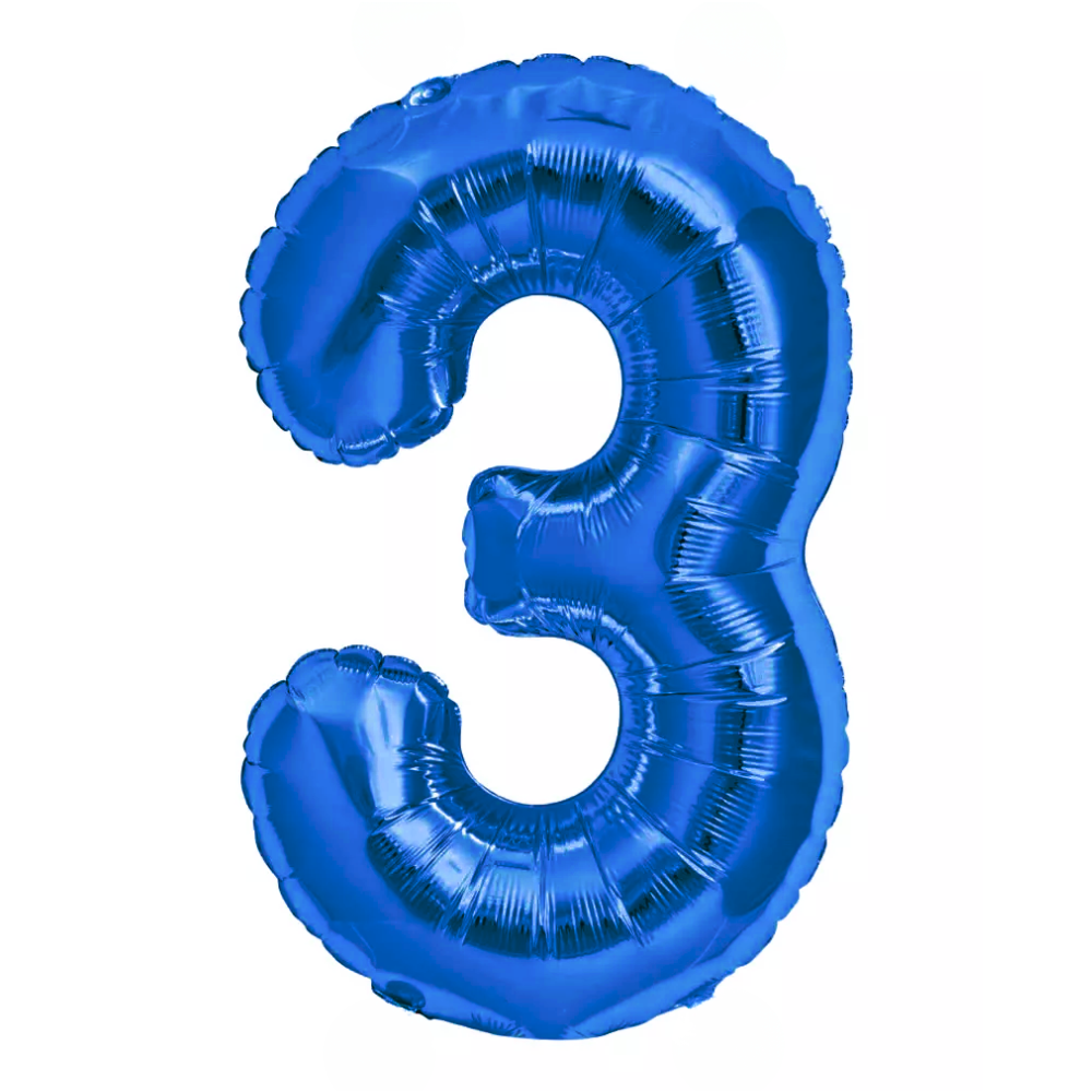 Blue Giant Number Helium Balloons 0-9 - Inflated