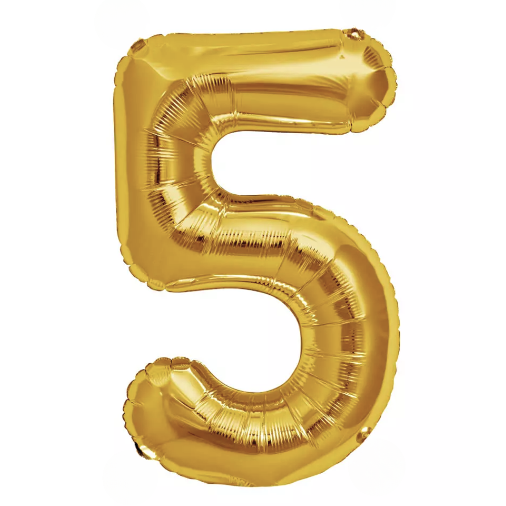 Gold Giant Number Helium Balloons 0-9 - Inflated