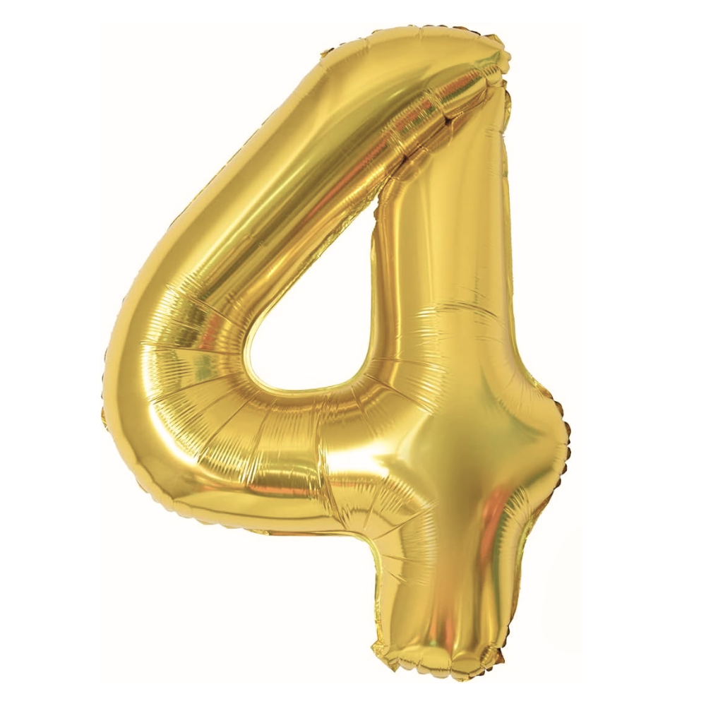 Gold Giant Number Helium Balloons 0-9 - Inflated