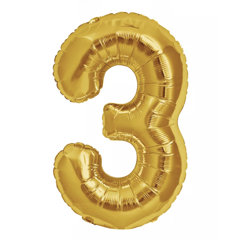 Gold Giant Number Helium Balloons 0-9 - Inflated