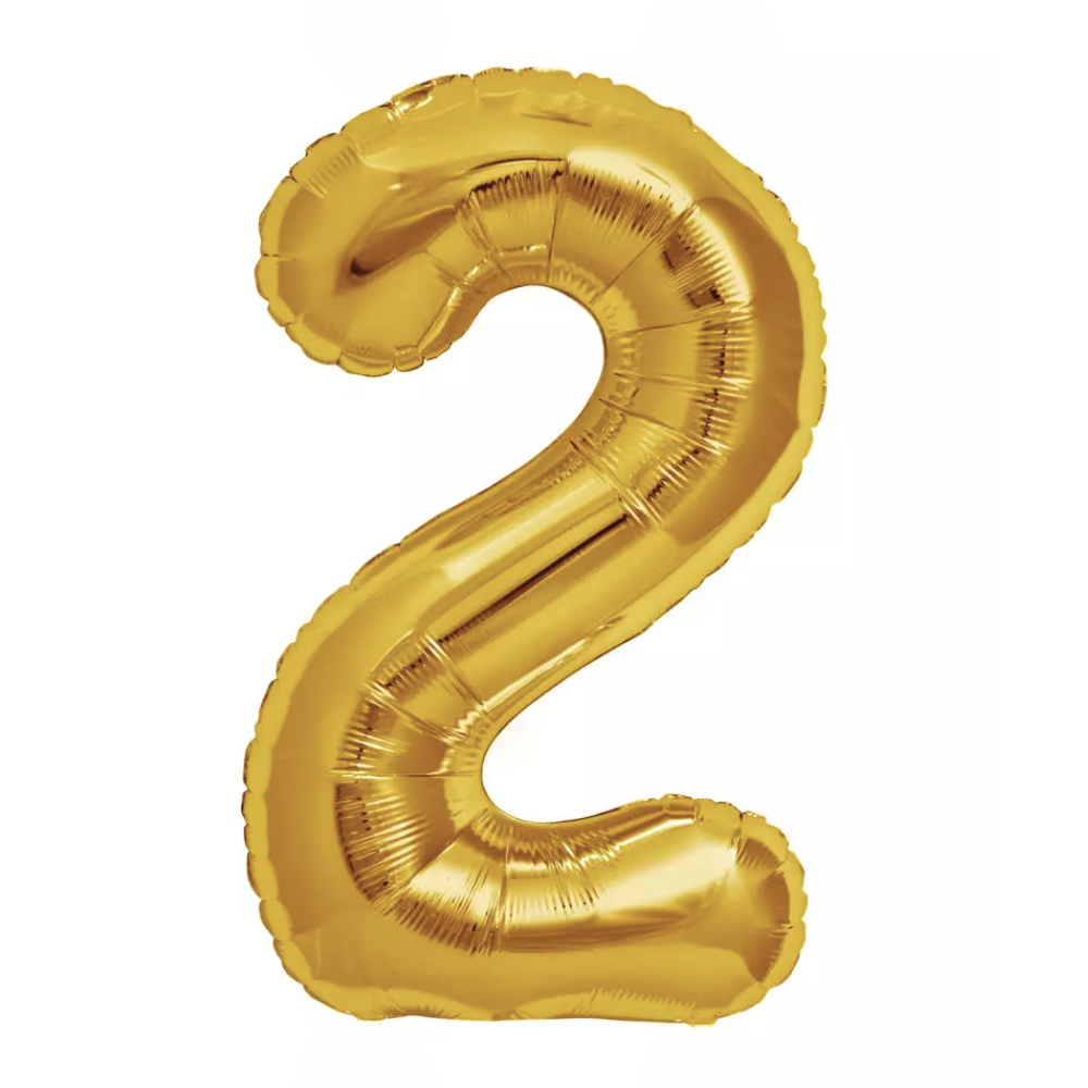 Gold Giant Number Helium Balloons 0-9 - Inflated