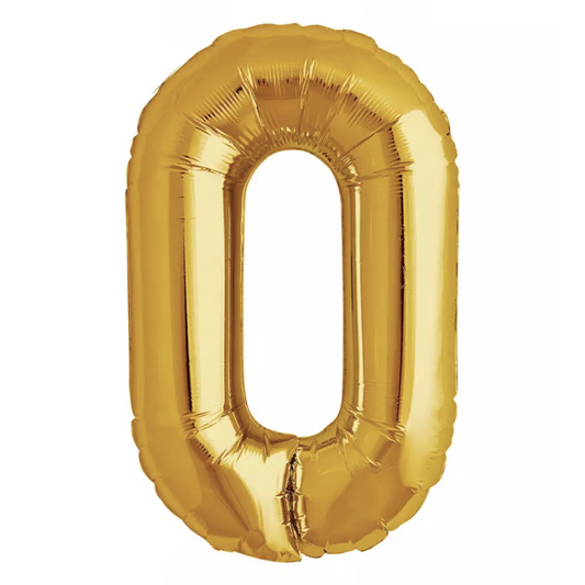 Gold Giant Number Helium Balloons 0-9 - Inflated