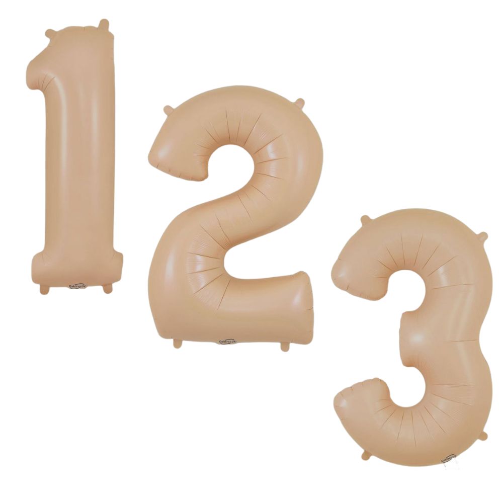 34in Matte Nude Number Helium Balloons 0-9 - Inflated