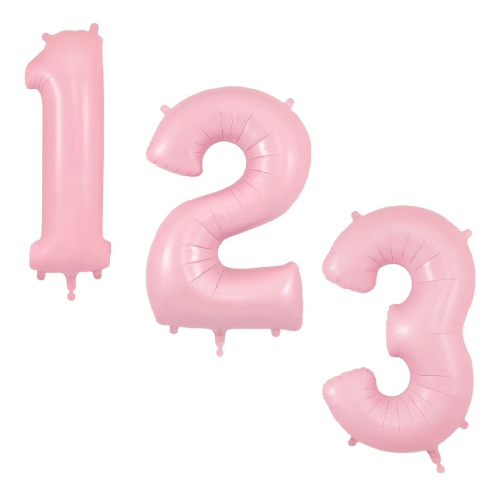 34in Matte Pink Number Helium Balloons 0-9 - Inflated