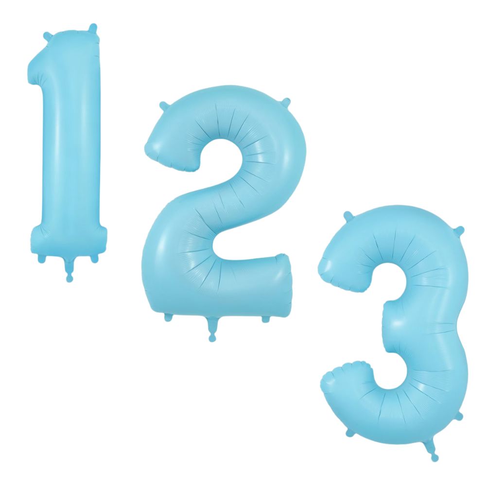 Matte Blue Giant Number Helium Balloons 0-9 - Inflated 34in