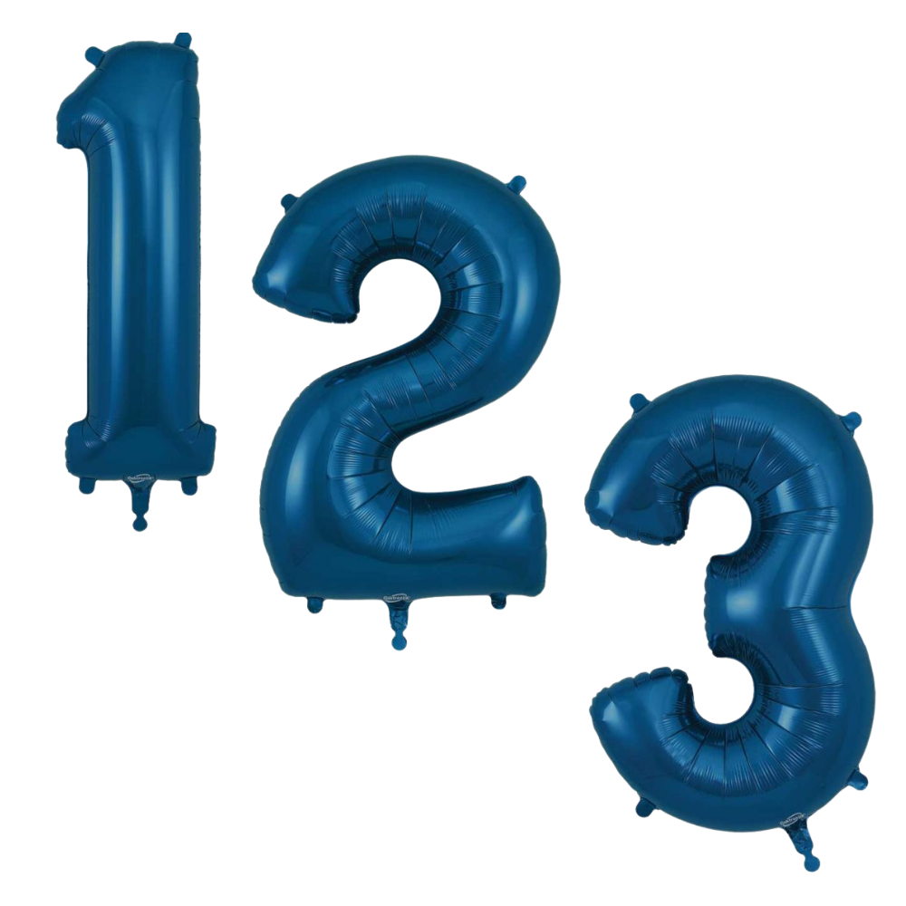 Navy Blue Giant Number Helium Balloons 0-9 - Inflated 34in