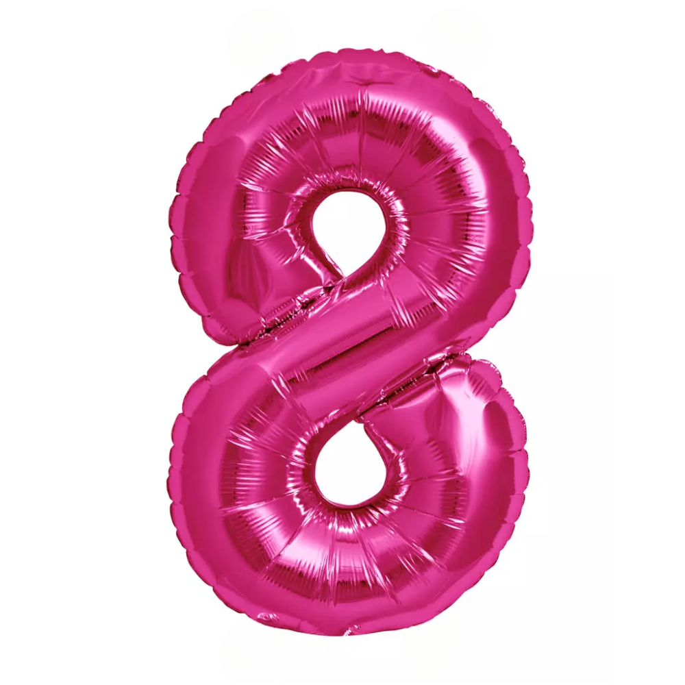 Pink Giant Number Helium Balloons 0-9 - Inflated