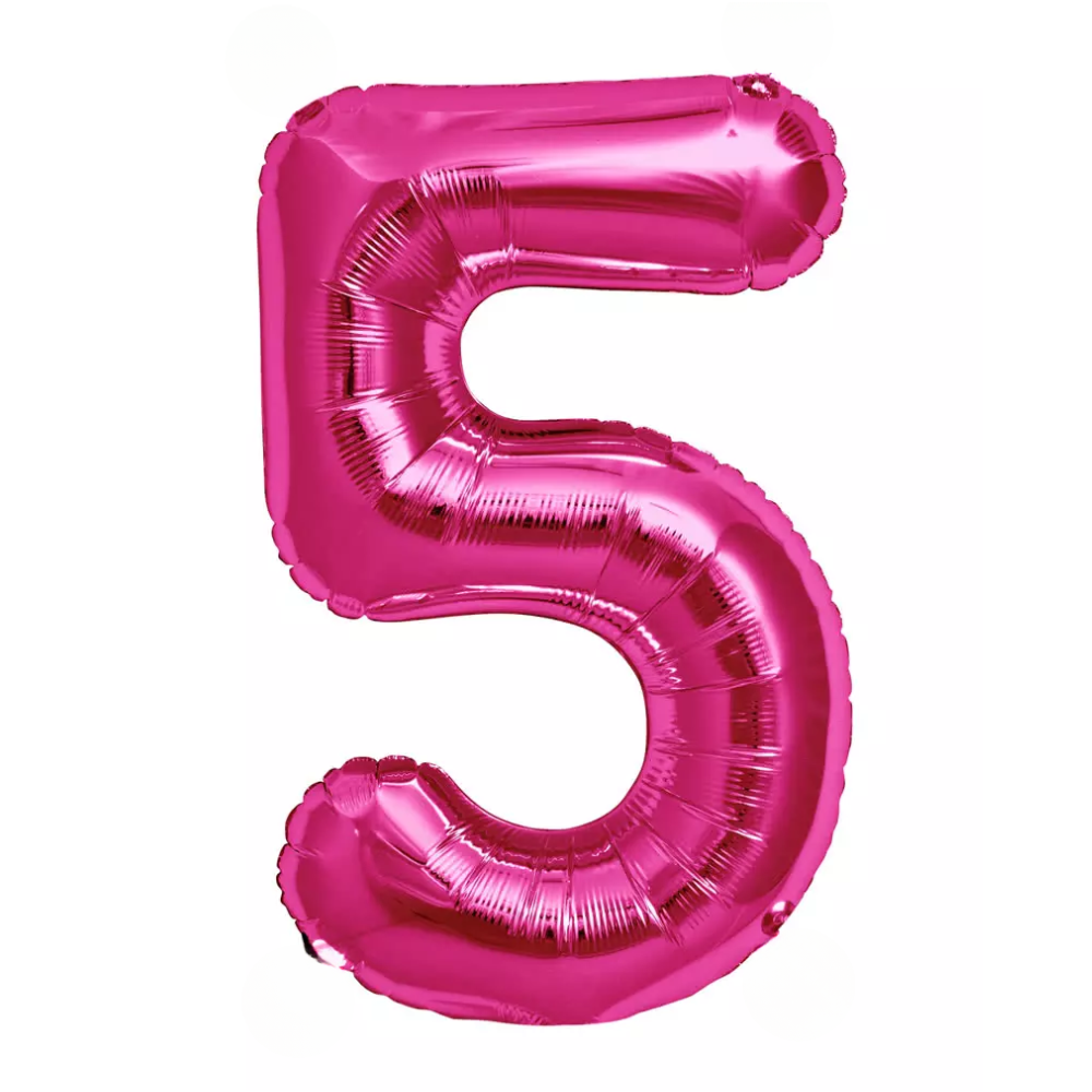 Pink Giant Number Helium Balloons 0-9 - Inflated