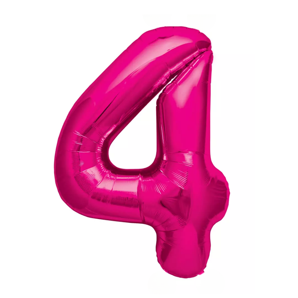 Pink Giant Number Helium Balloons 0-9 - Inflated