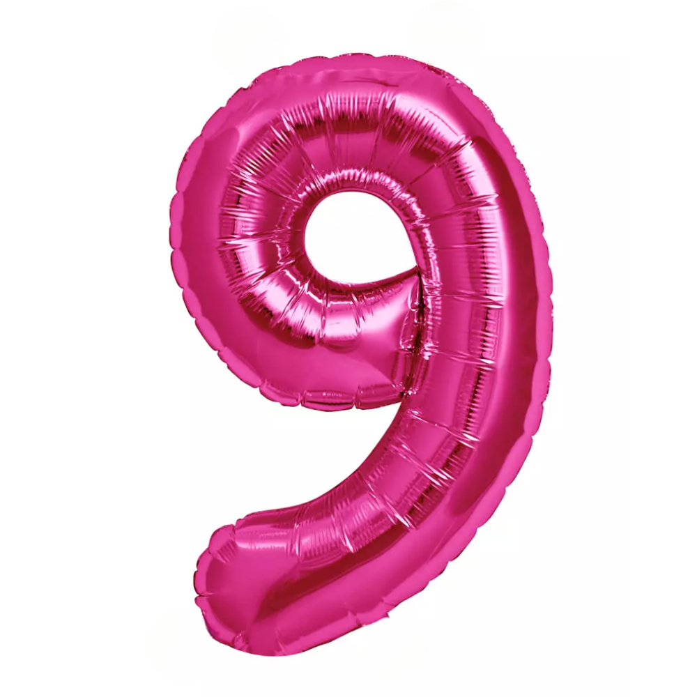 Pink Giant Number Helium Balloons 0-9 - Inflated