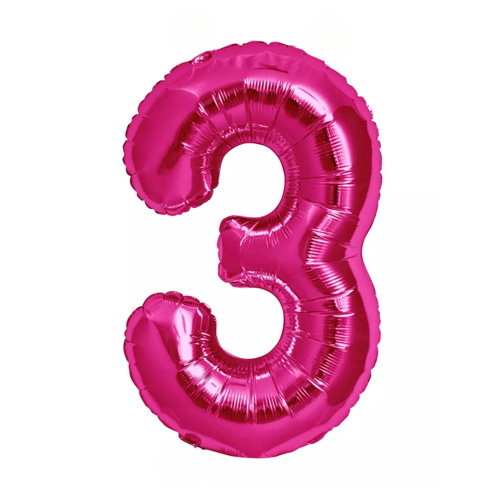 Pink Giant Number Helium Balloons 0-9 - Inflated