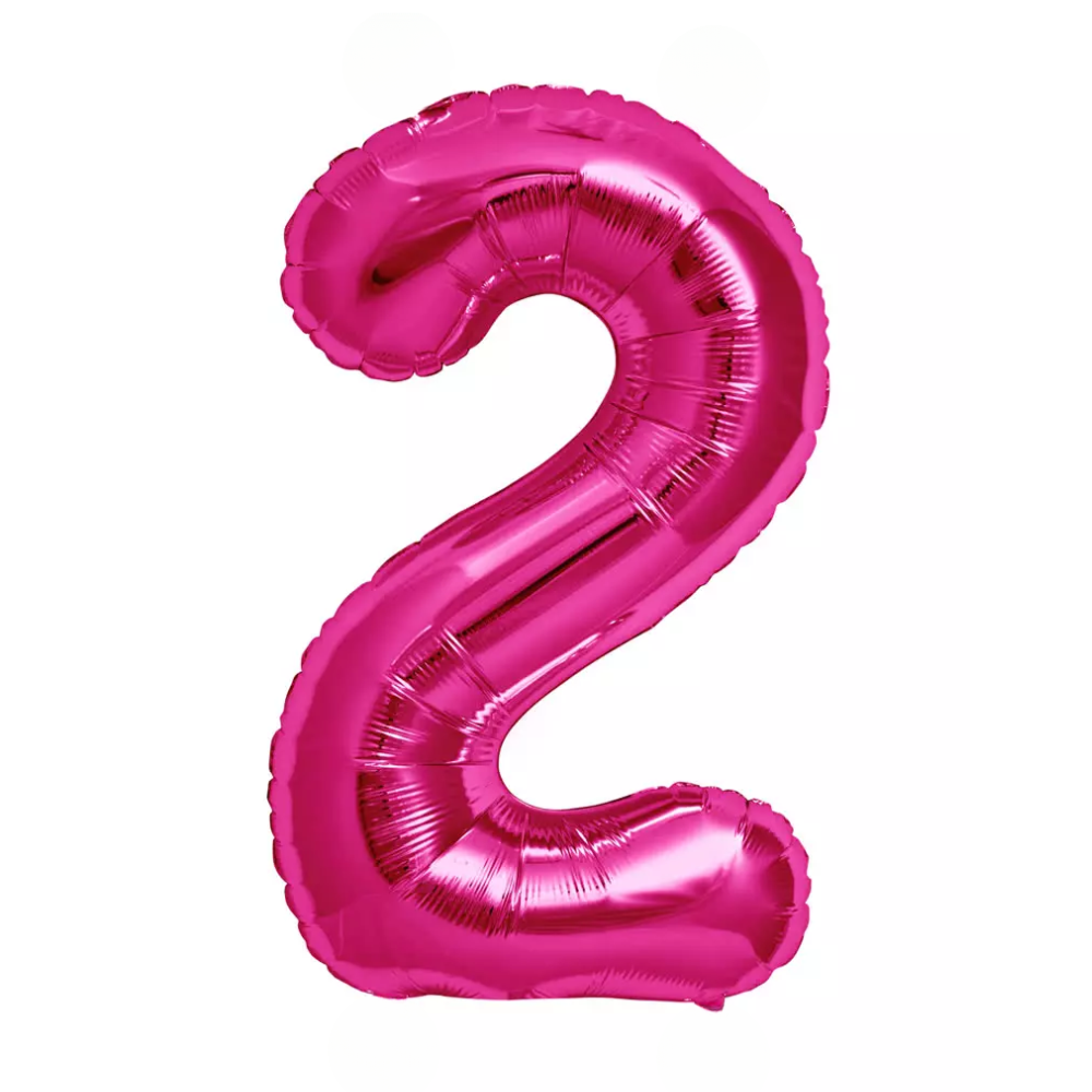 Pink Giant Number Helium Balloons 0-9 - Inflated