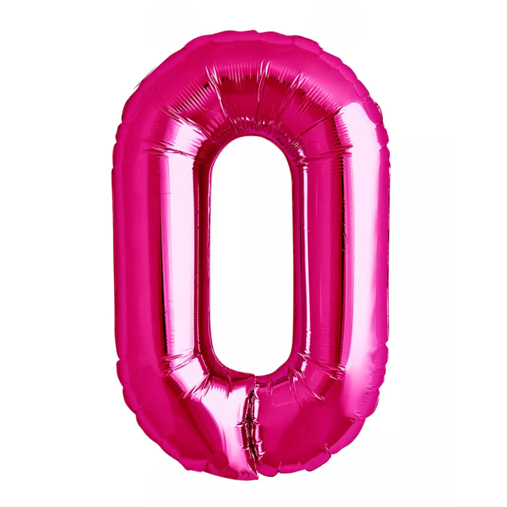 Pink Giant Number Helium Balloons 0-9 - Inflated