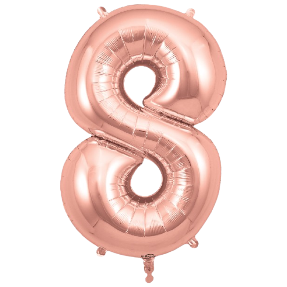 Rose Gold Giant Number Helium Balloons 0-9 - Inflated 34in
